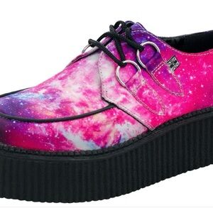 T.U.K Galaxy Creepers Pink and Purple Galaxy Print Platform Size M3/W5 pre-owned